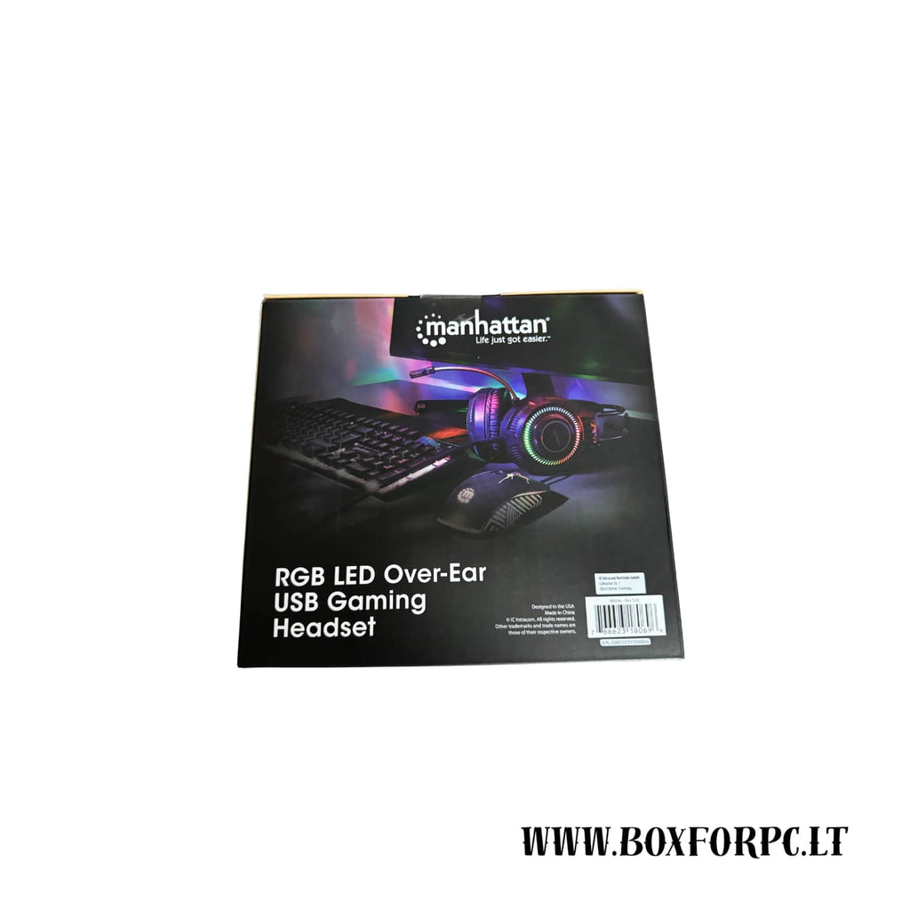 Manhattan RGB LED Over-Ear USB Gaming Headset | USB-A | 40 mm driveriai | RGB apšvietimas | Žaidimų klasės
