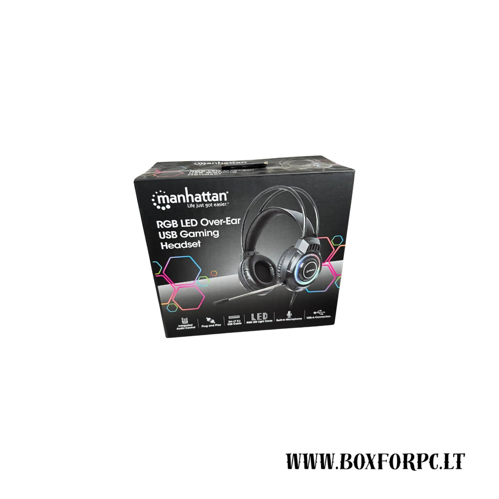 Manhattan RGB LED Over-Ear USB Gaming Headset | USB-A | 40 mm driveriai | RGB apšvietimas | Žaidimų klasės