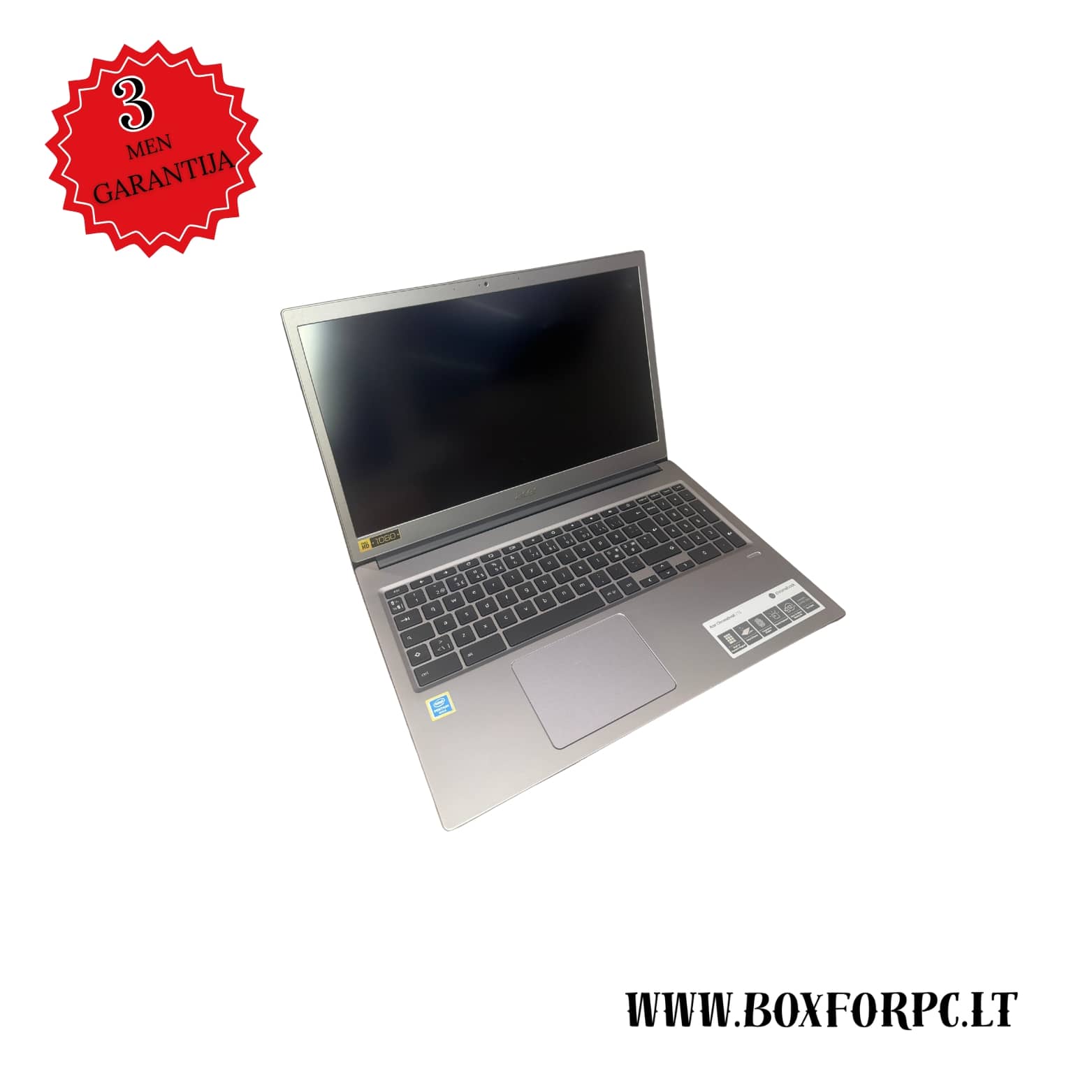 Acer Chromebook 715 atidarytas nešiojamas kompiuteris 15.6″ su Pentium Gold 4417U, 8GB RAM, 128GB SSD