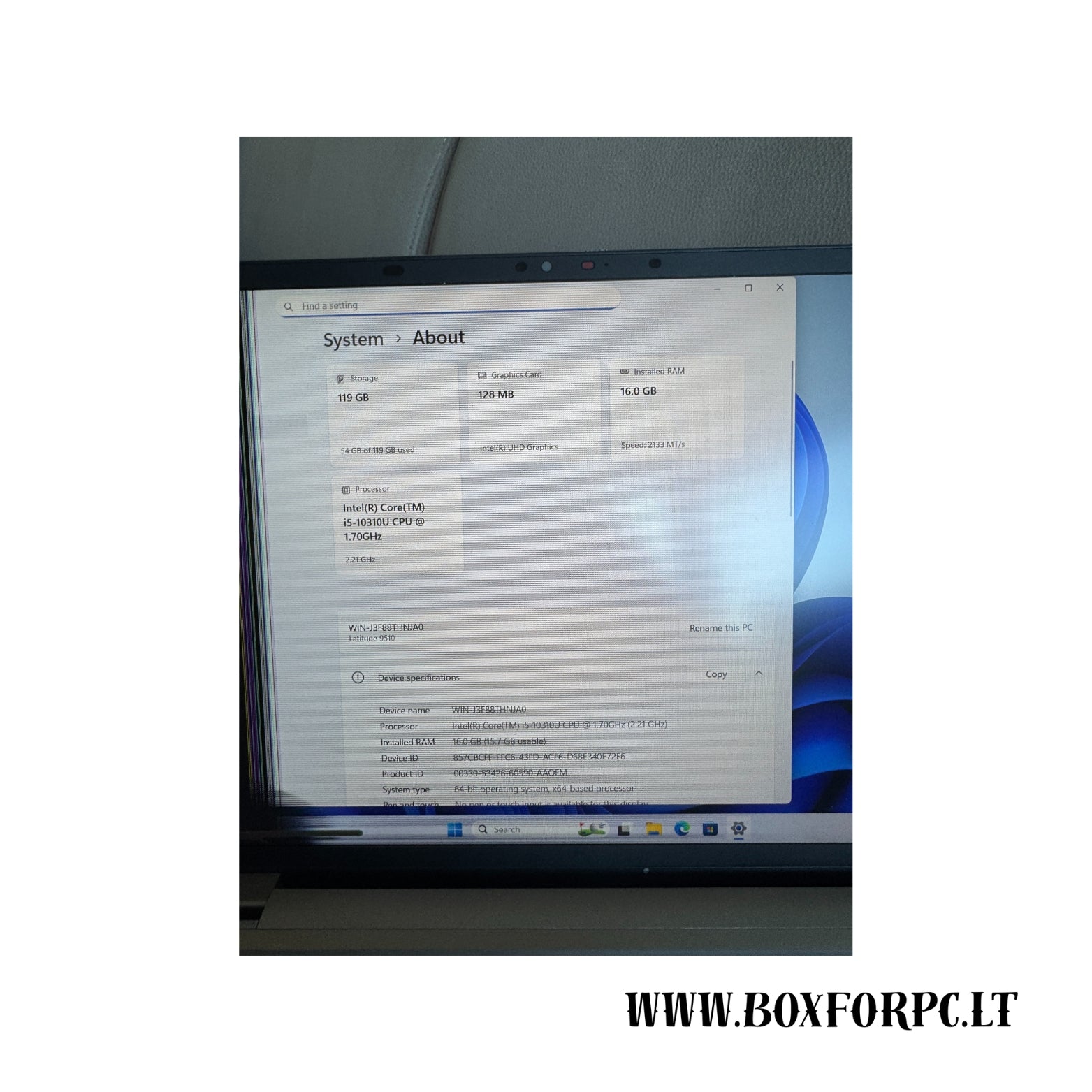 Dell Latitude 9510 i5-10310U 16GB RAM 128GB SSD Nešiojamas kompiuteris |SU DEFEKTU|