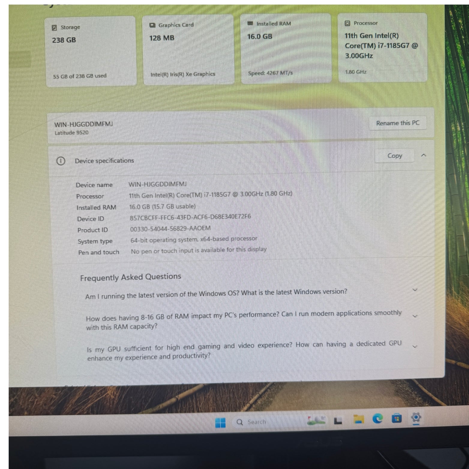Dell Latitude 9520 | i7-1185G7 | 16GB RAM | 256GB SSD | Verslo klasės nešiojamas kompiuteris|SU DEFEKTU|