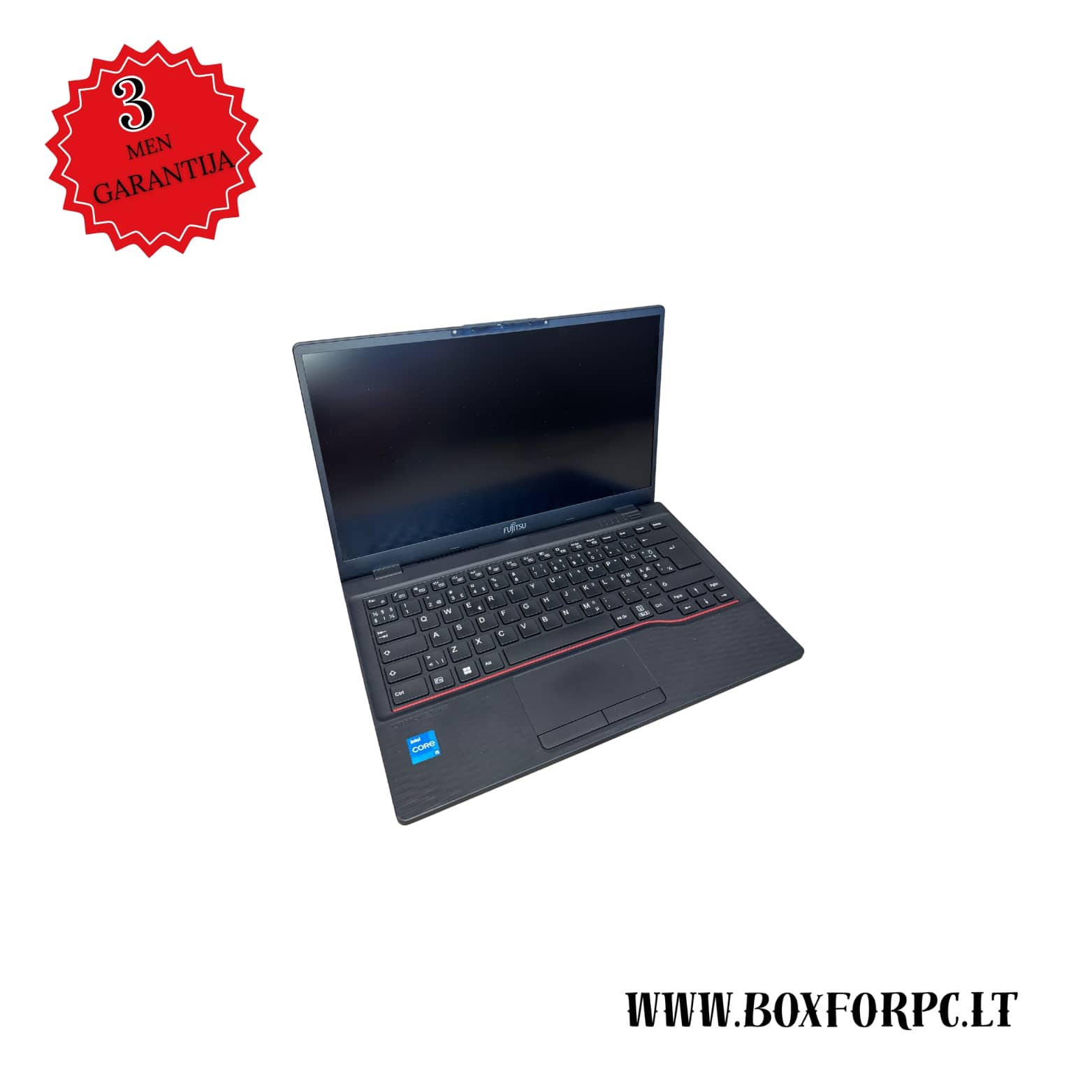 Fujitsu LifeBook E5412 i5-1235U nešiojamas kompiuteris atidarytas, 14 colių Full HD ekranas
