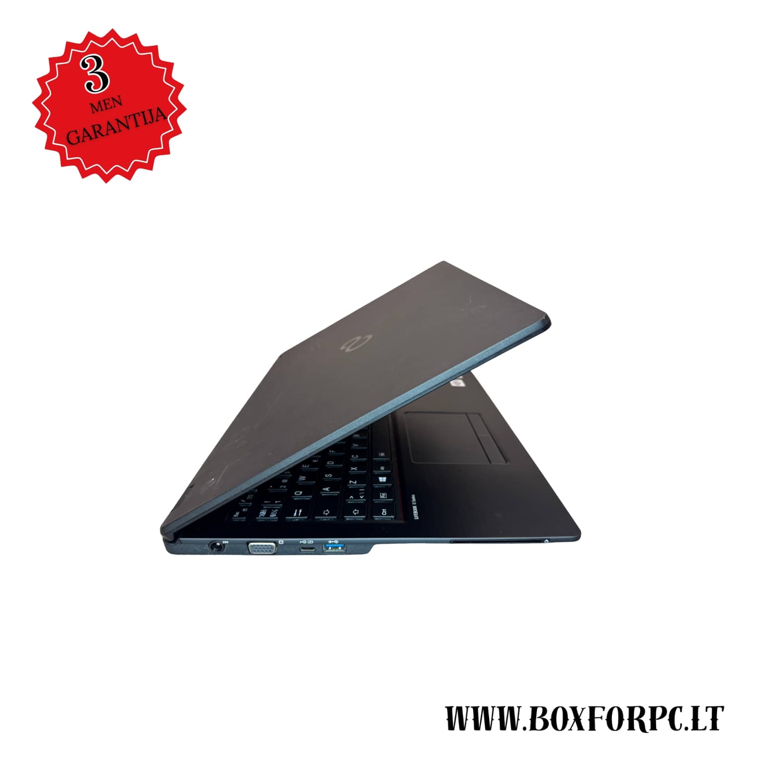 Fujitsu LifeBook U7510 dešinė pusė, LAN jungtis, tvirtas ir patikimas Fujitsu korpusas