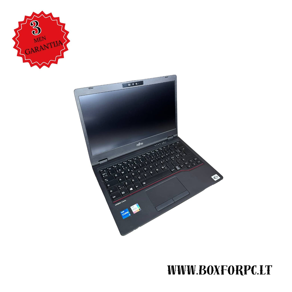 Fujitsu LifeBook U7311 i5-1135G7 nešiojamas kompiuteris atidarytas, 13.3 colių FHD ekranas, apšviesta klaviatūra