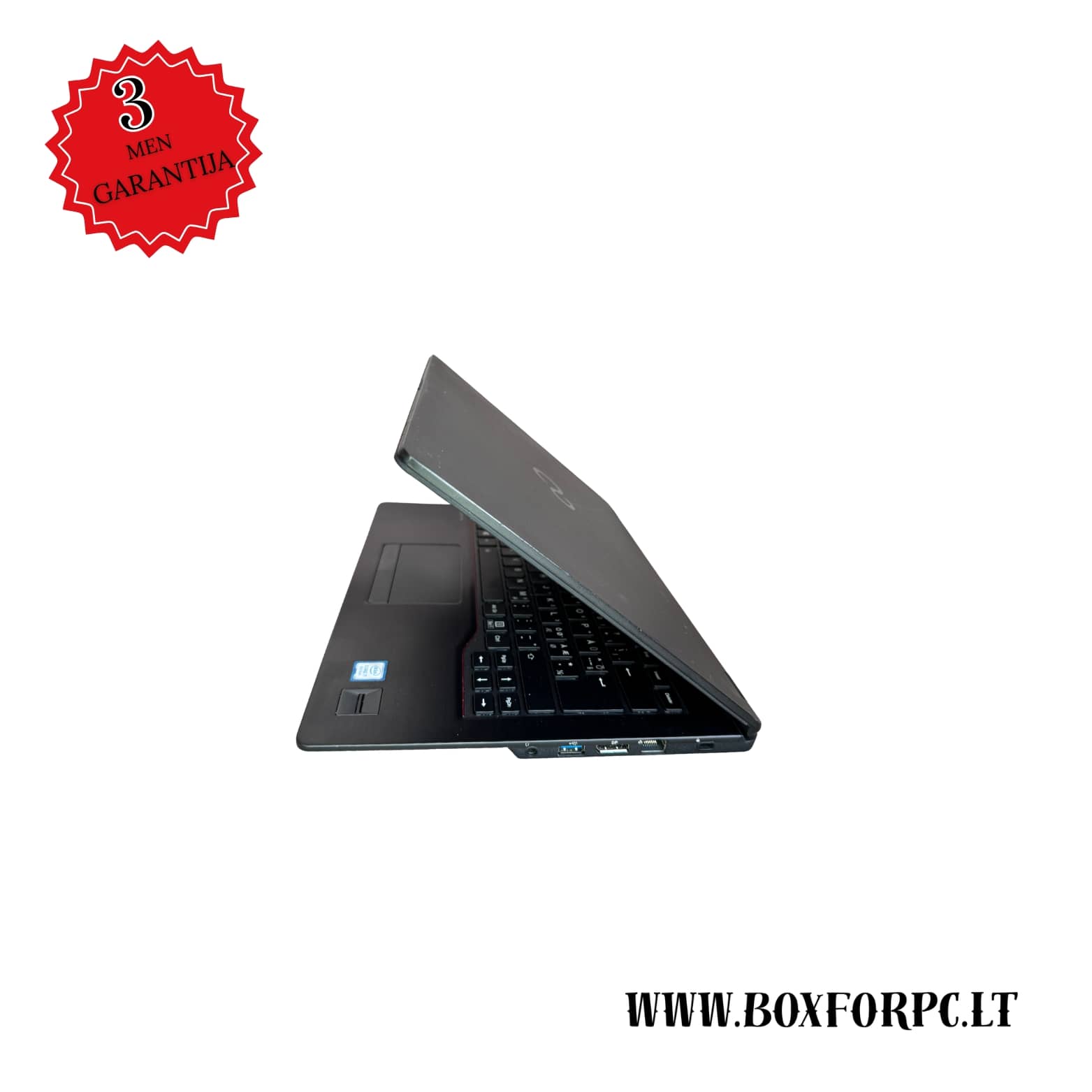 Fujitsu LifeBook U748 kairė pusė, USB-C,r LAN jungtys