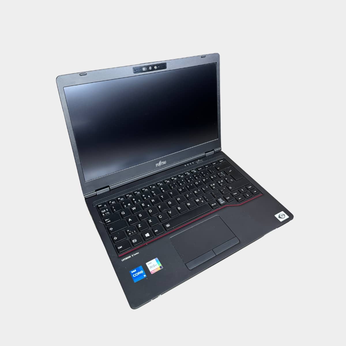 Fujitsu LifeBook U7311 i5-1135G7 nešiojamas kompiuteris atidarytas, 13.3 colių FHD ekranas, apšviesta klaviatūra