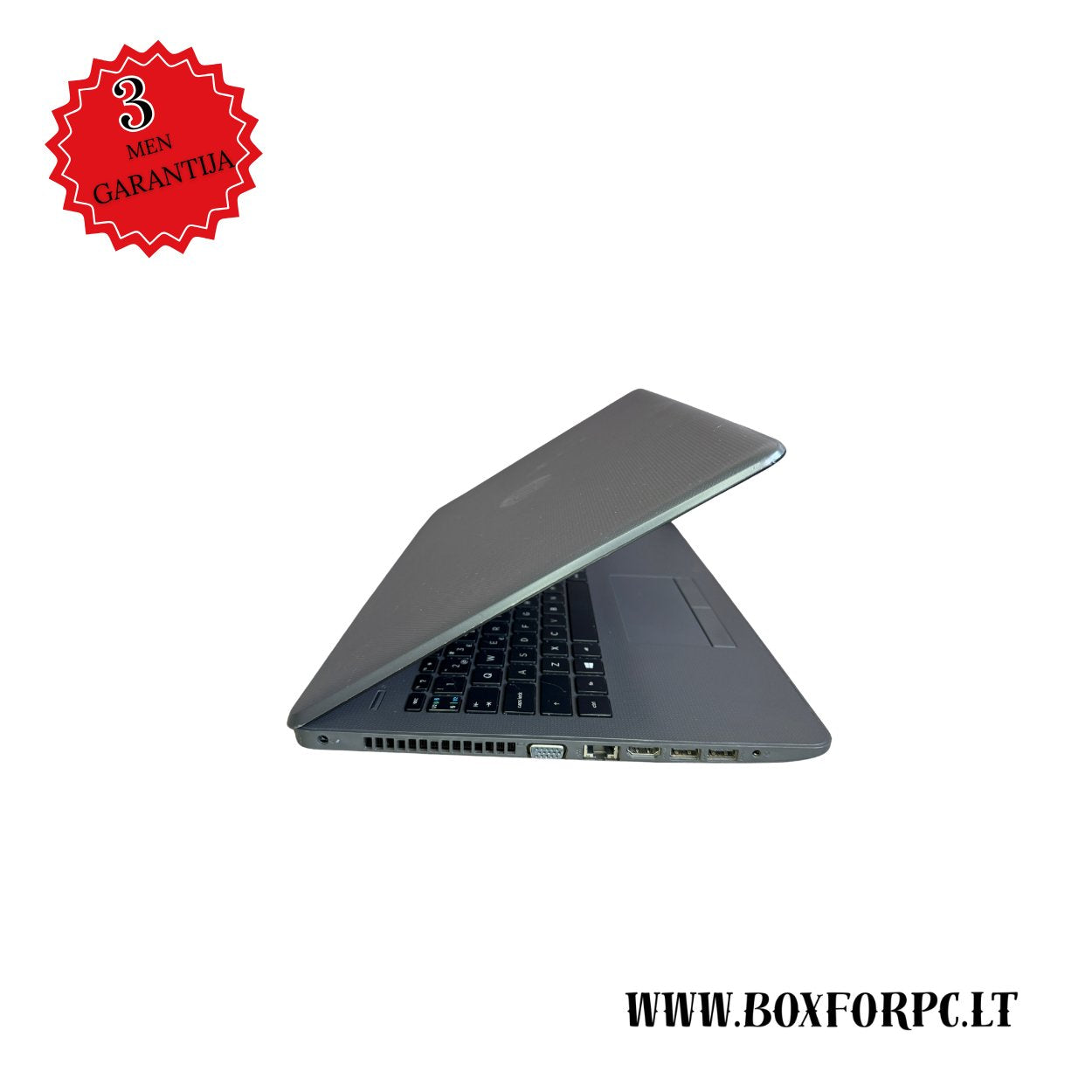 HP 250 G6 i3-7020U 8GB RAM 128GB SSD – universalus nešiojamas kompiuteris, kairė pusė su jungtimis