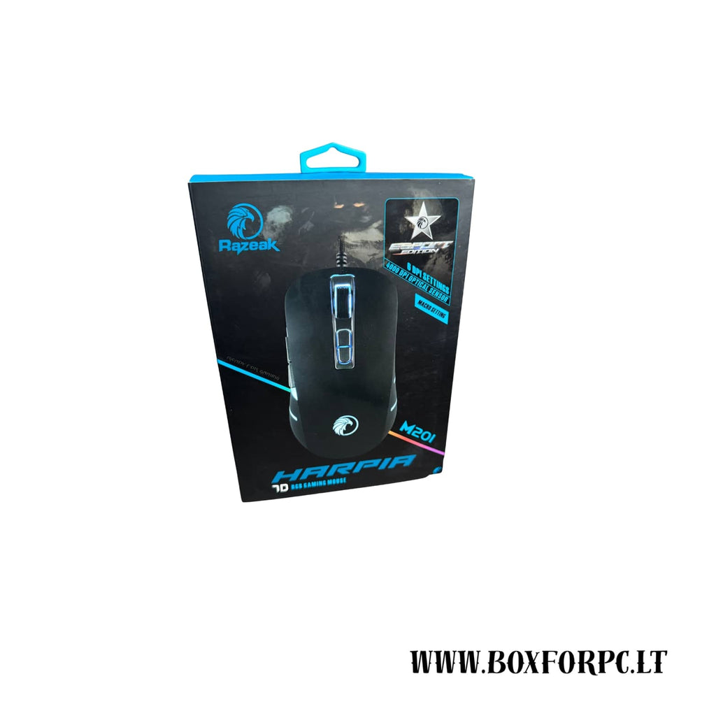 Razeak HARPIA RGB Gaming Mouse M201 | 6 mygtukai | 4000 DPI | LED apšvietimas | Ergonomiškas dizainas