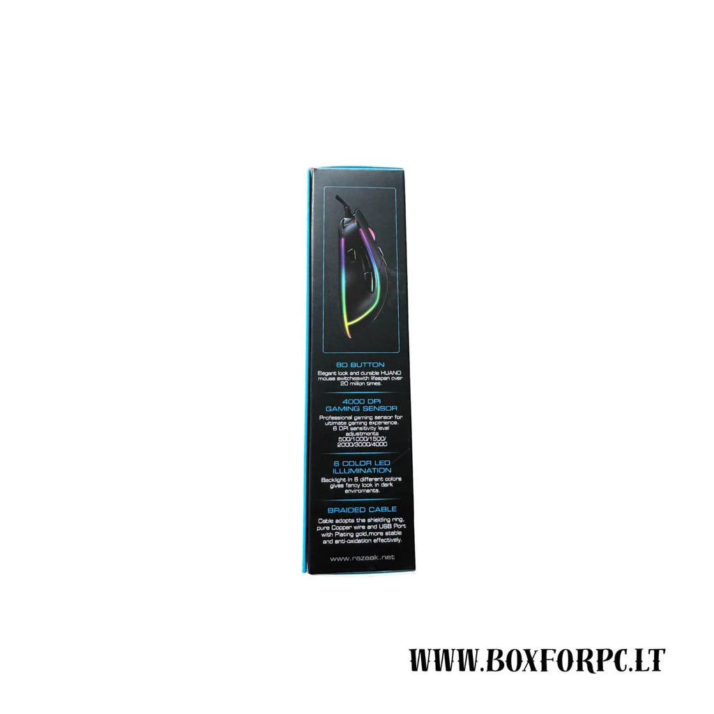 Razeak RM-X18 Gaming Mouse | RGB | 8 mygtukai | 500-4000 DPI | Žaidimų klasės
