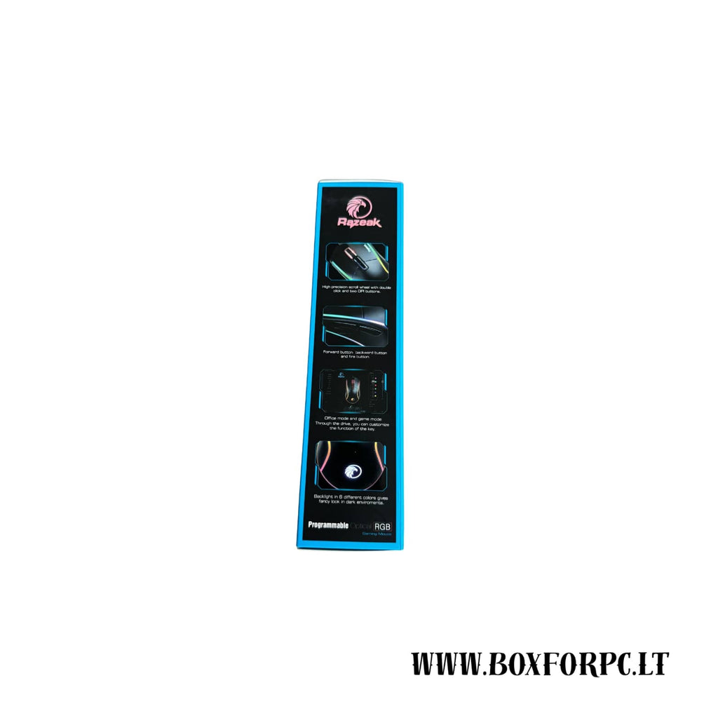 Razeak RM-X18 Gaming Mouse | RGB | 8 mygtukai | 500-4000 DPI | Žaidimų klasės