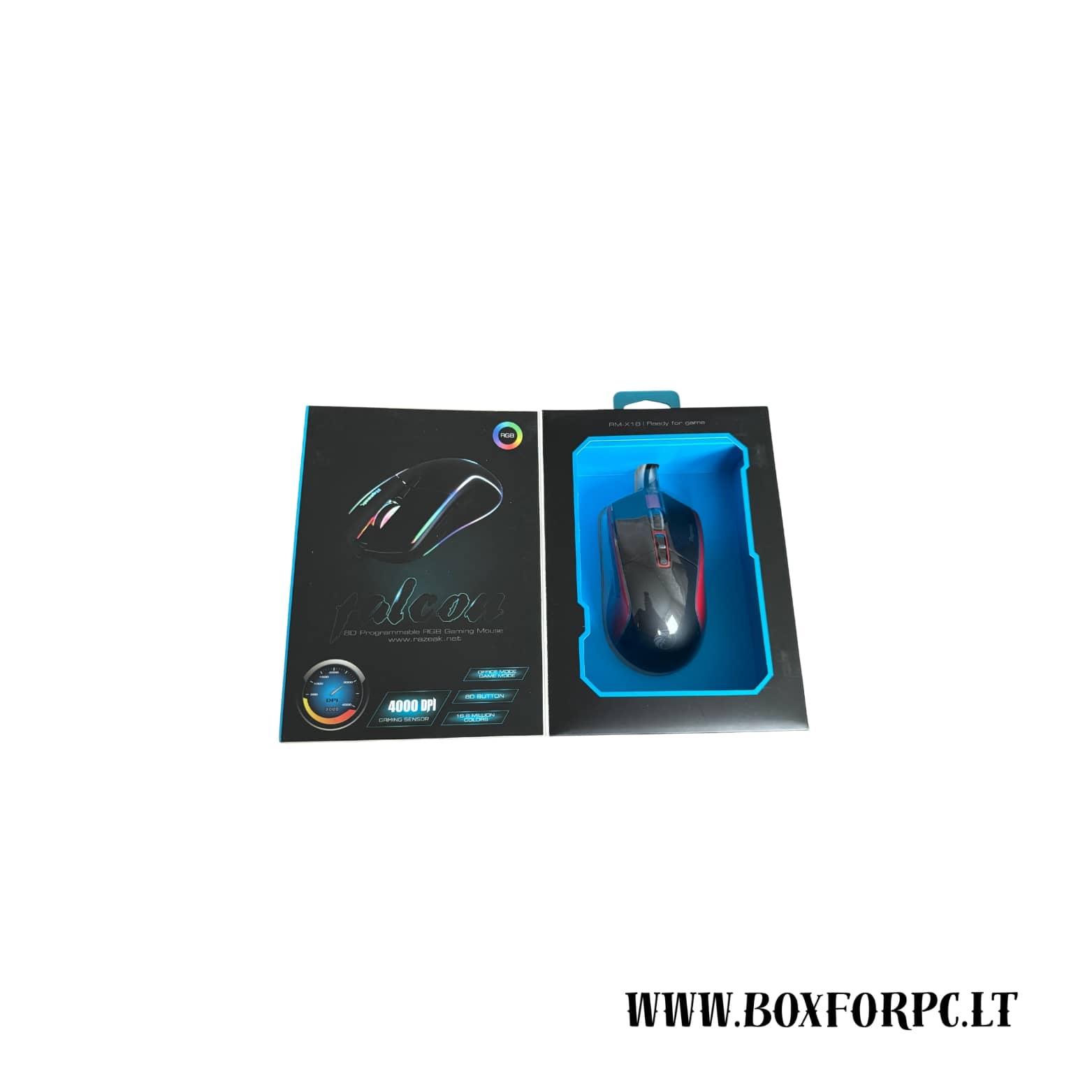 Razeak RM-X18 Gaming Mouse | RGB | 8 mygtukai | 500-4000 DPI | Žaidimų klasės