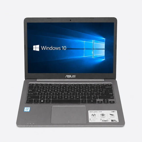 ASUS E403s nešiojamas kompiuteris – vaizdas iš priekio, atidarytas ekranas, sidabrinis korpusas