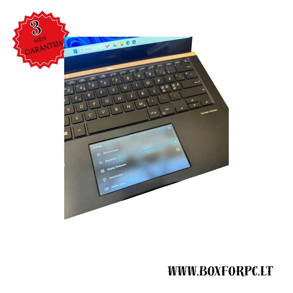 ASUS UX480F klaviatūra ir touchpad, i5-8265U – bazinis 1.6 GHz, Turbo iki 3.9 GHz, GTX 1050,